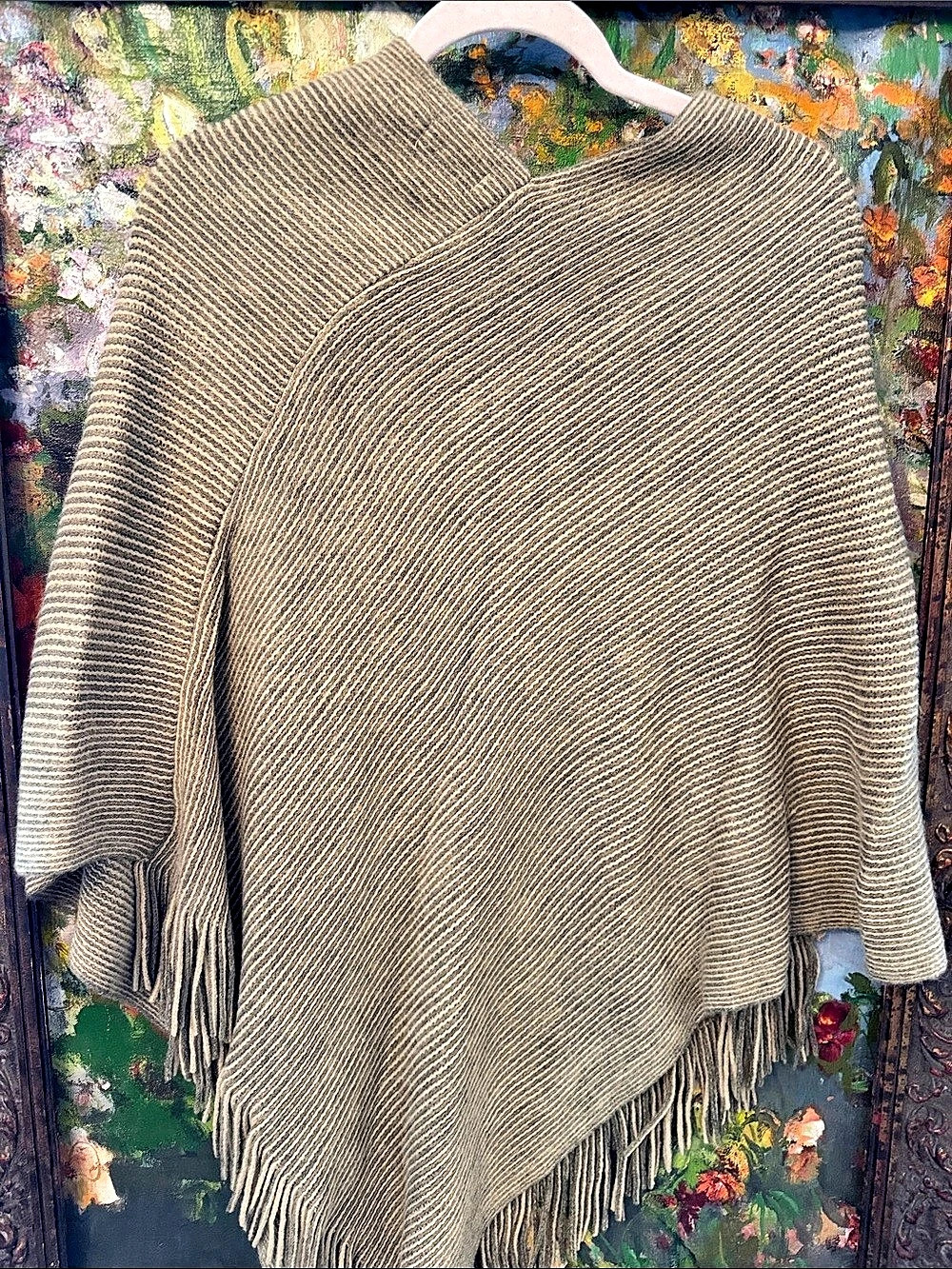 Crosstree Lane Fringe Knit Poncho in Brown